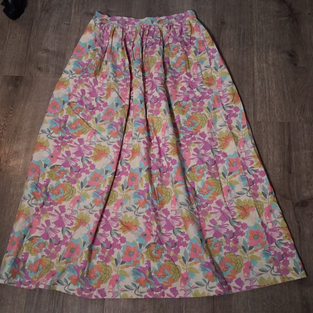 Vintage Floral Handcrafted Hand Block Print Full Skirt